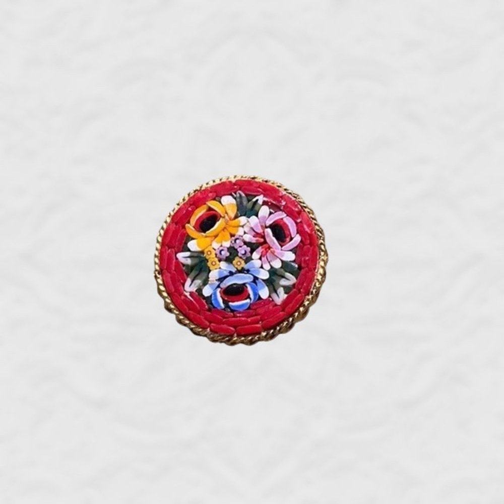 Vintage Micro Mosaic Flower Brooch